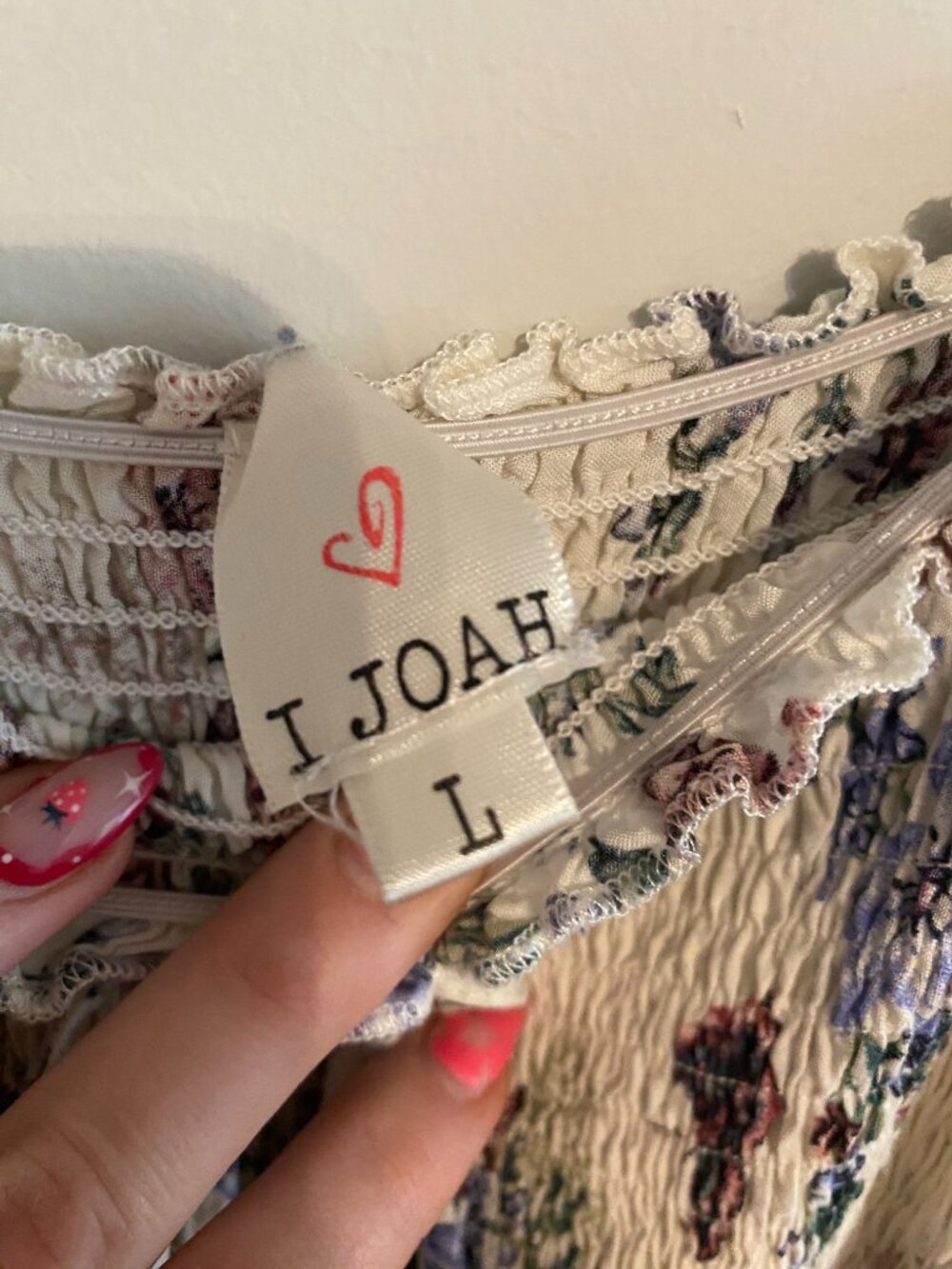 I Joah Maxi Dress w/ Cinched Top and Front Tie, Large, White/Floral - Picture 5 of 5